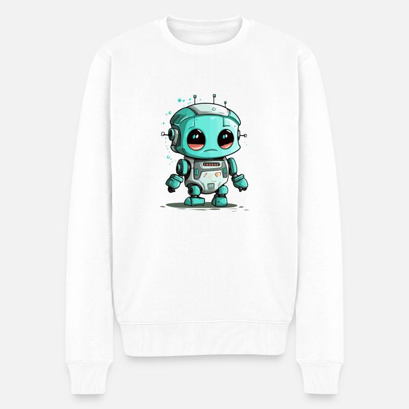 Tok der kleine Roboter - Männer Premium Bio Pullover - Weiß