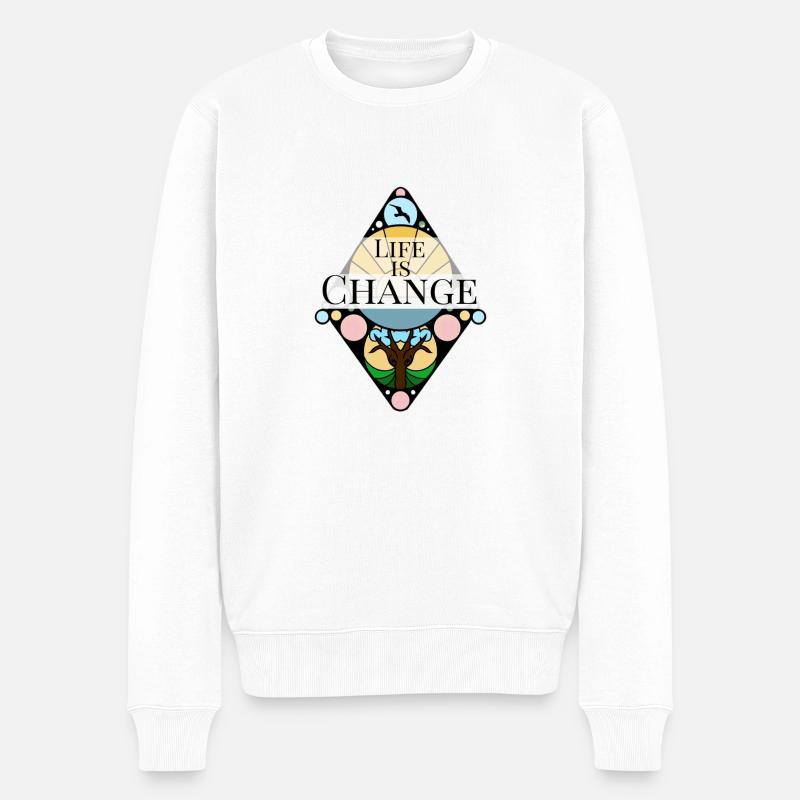 Life is Change - Männer Premium Bio Pullover - Weiß