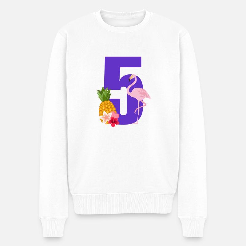 5e anniversaire flamingo - Pull Premium bio Homme - blanc