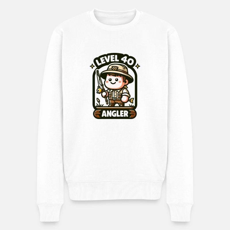 40 Geburtstag Angler - Männer Premium Bio Pullover - Weiß