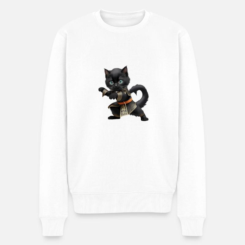 A black cat - Männer Premium Bio Pullover - Weiß