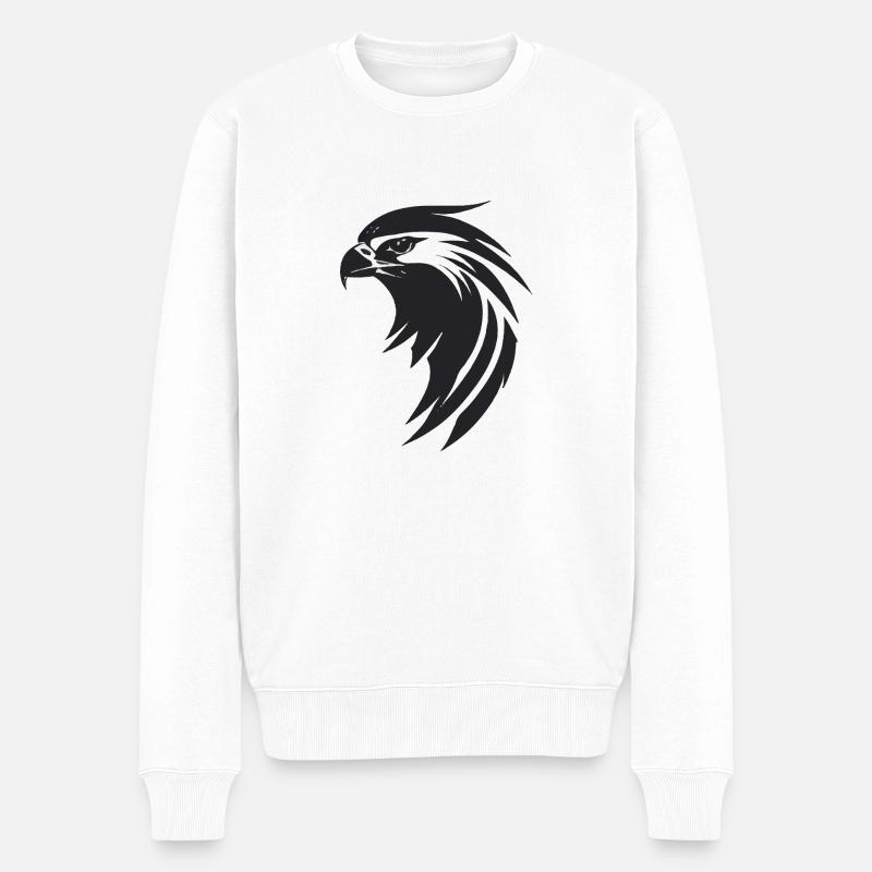 Adler Greifvogel Kopf - Männer Premium Bio Pullover - Weiß