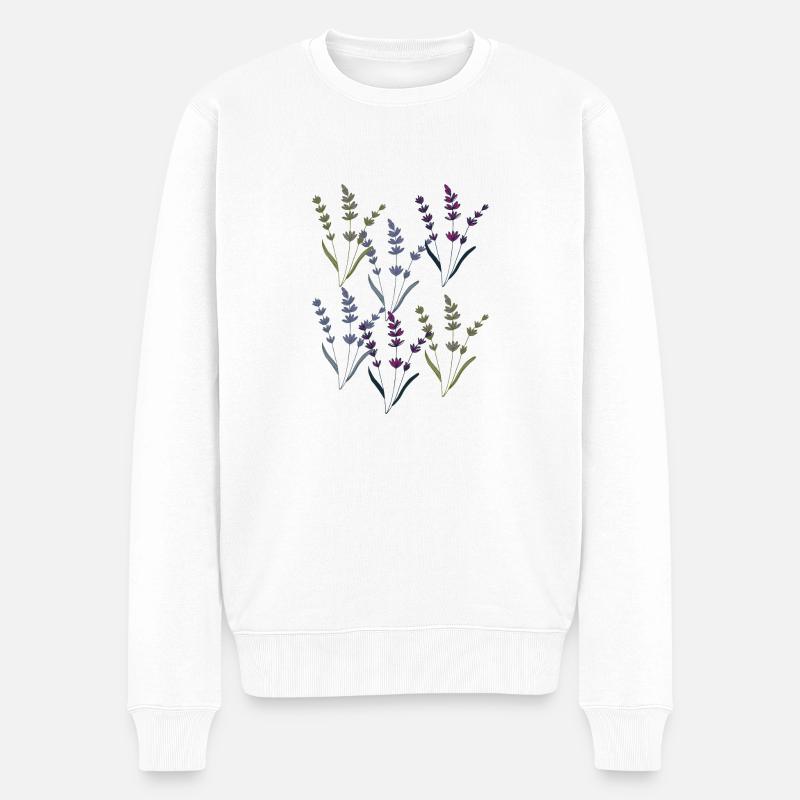 lavendel - Männer Premium Bio Pullover - Weiß