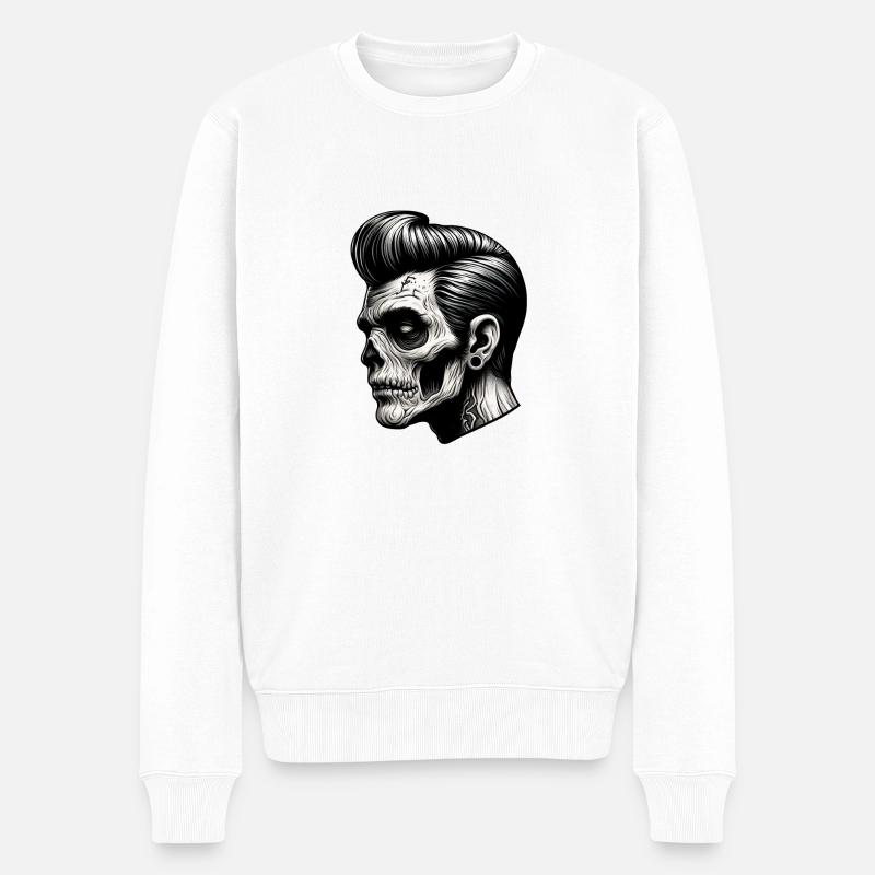 Rockabilly Zombie Vibes - Männer Premium Bio Pullover - Weiß