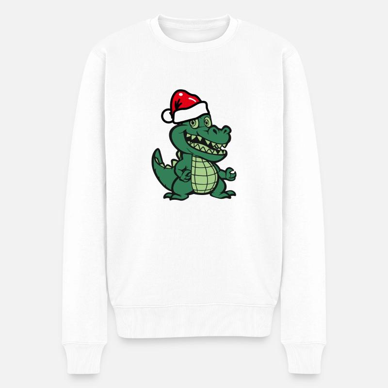 Krokodil Weihnachten - Männer Premium Bio Pullover - Weiß