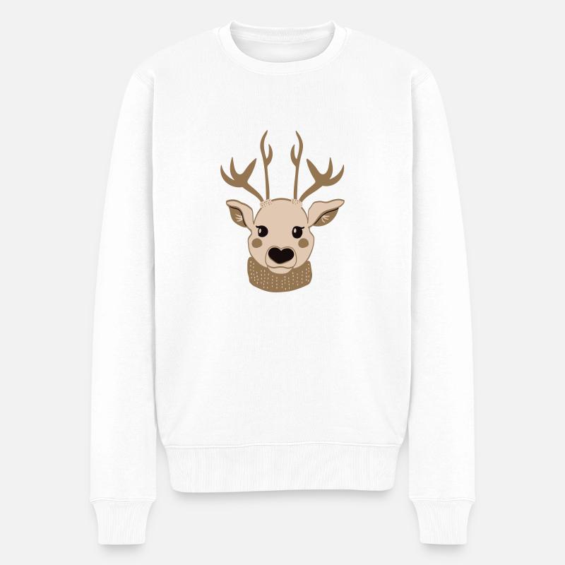 Rentier Weihnachten - Männer Premium Bio Pullover - Weiß