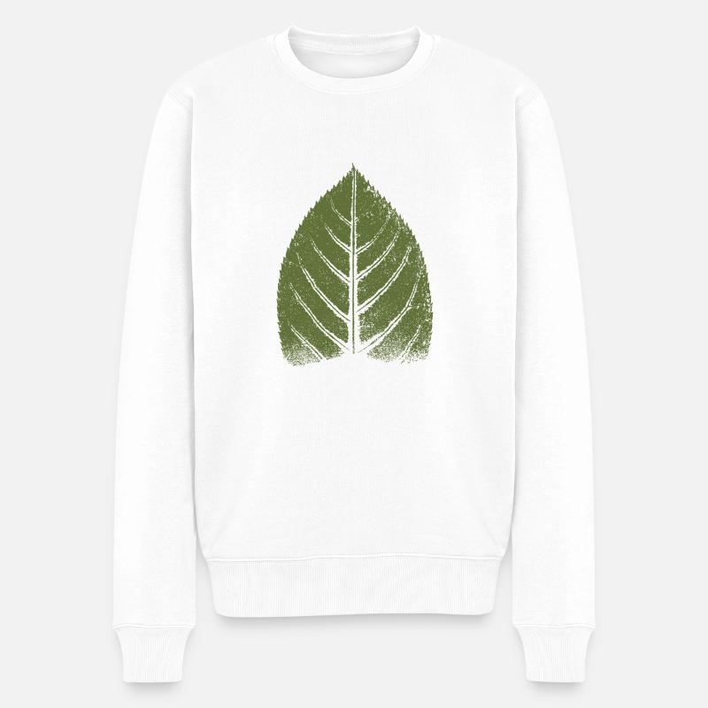 Blatt Buche / Buchenblatt - Natur & Wald BOTANISCH - Männer Premium Bio Pullover - Weiß