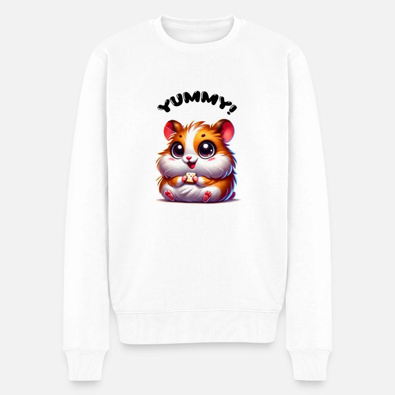 Hamster yummy - Männer Premium Bio Pullover - Weiß