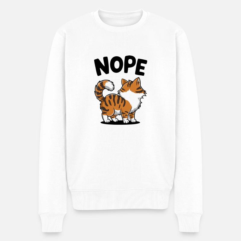 Nö: Freche Katze - Männer Premium Bio Pullover - Weiß
