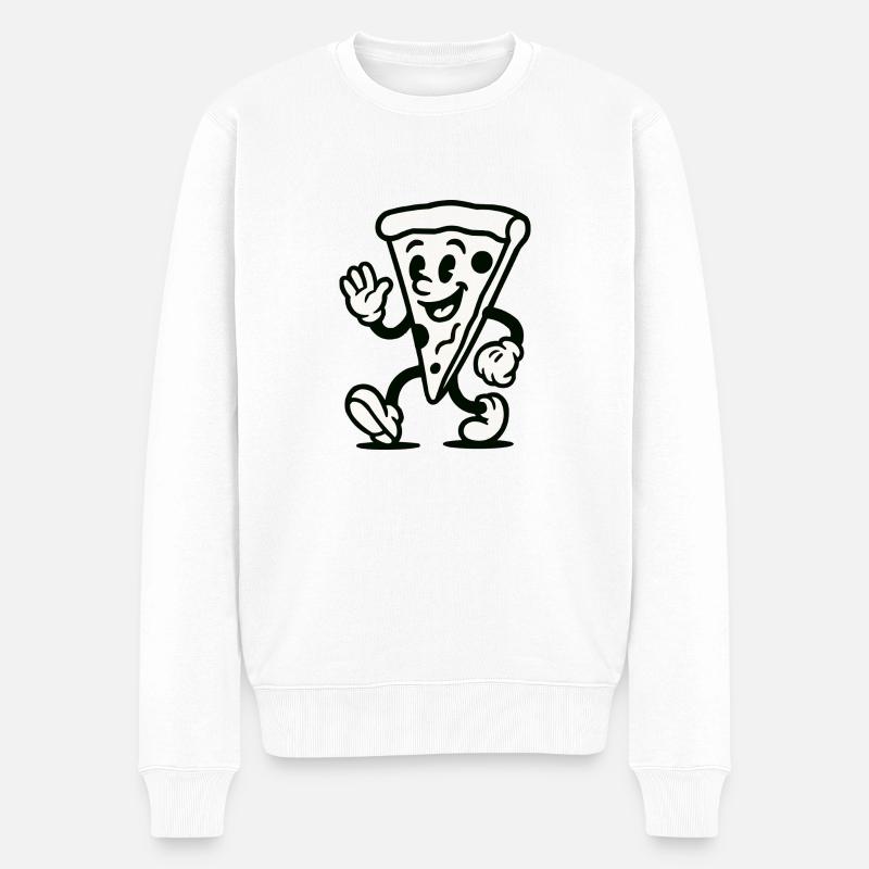 pizza comic - Männer Premium Bio Pullover - Weiß