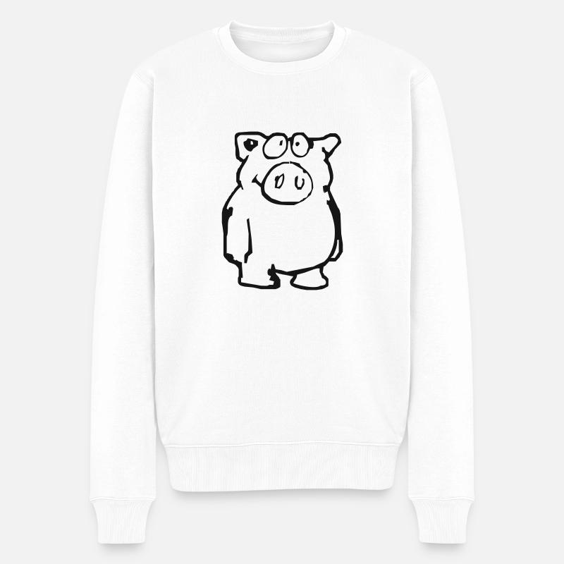 Schwein - Männer Premium Bio Pullover - Weiß