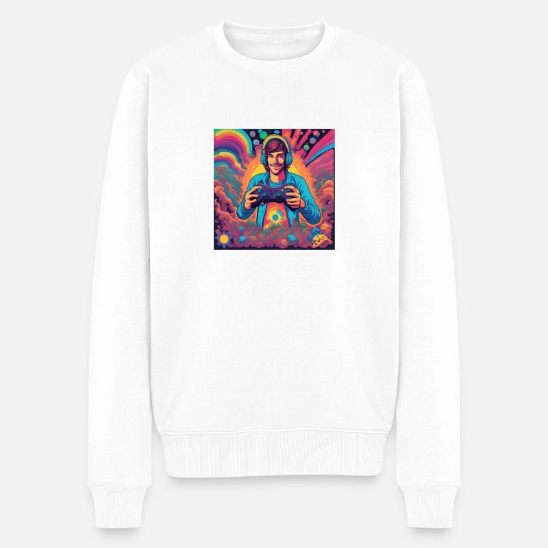 Gamer - GYM Session - Männer Premium Bio Pullover - Weiß