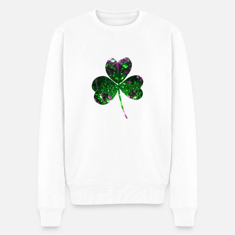 klee,pailetten,kleeblatt,blatt,grün - Männer Premium Bio Pullover - Weiß