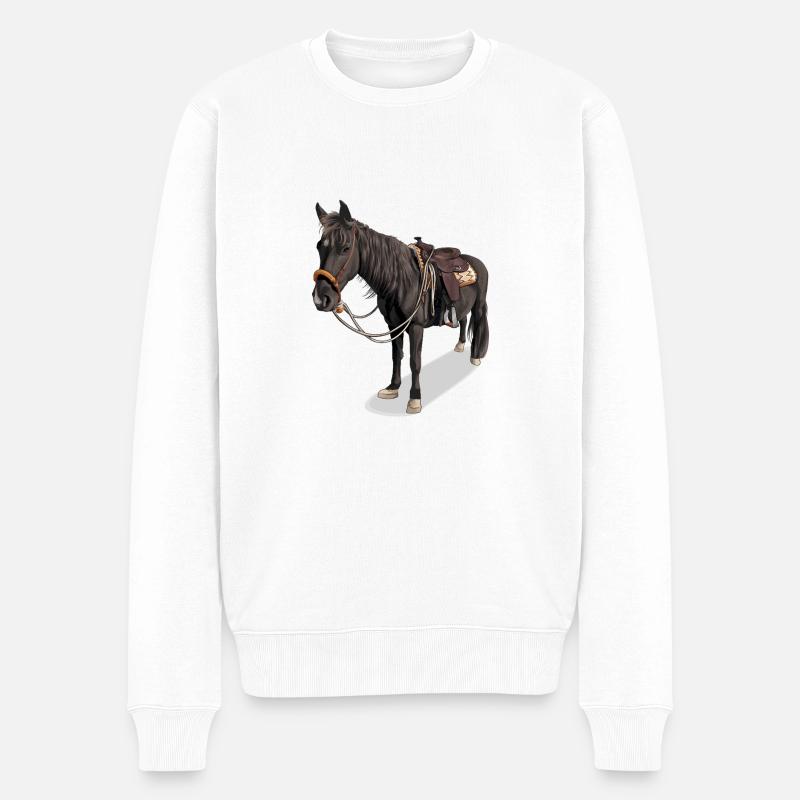 Pferd // Illustration - Männer Premium Bio Pullover - Weiß
