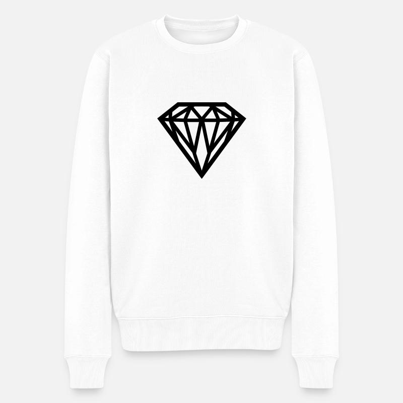 diamond - Diamant - Männer Premium Bio Pullover - Weiß