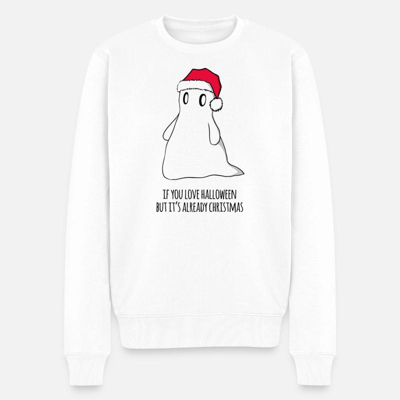 Halloween vs Christmas - Männer Premium Bio Pullover - Weiß
