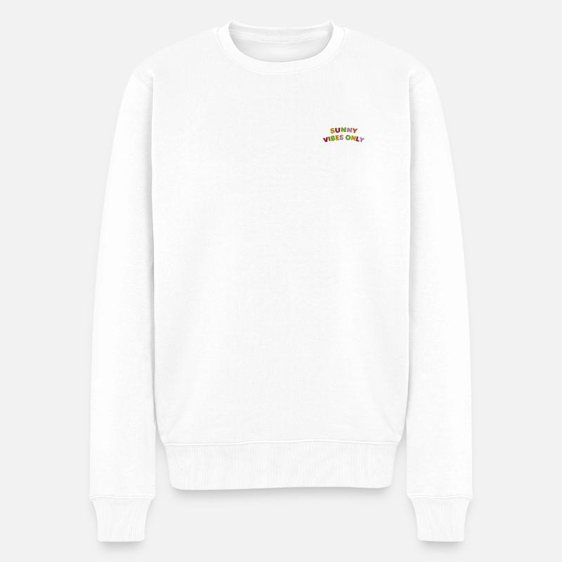 Schriftzug Sunny Vibes bestickt - Männer Premium Bio Pullover - Weiß