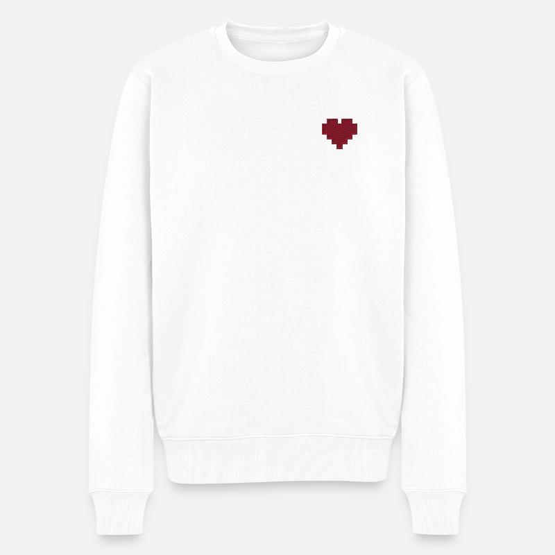 Coeur brodé - Pull Premium bio Homme - blanc