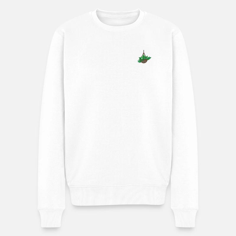 Zimmerpflanze - Männer Premium Bio Pullover - Weiß