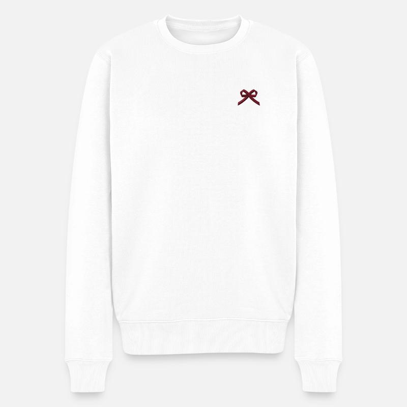 Schleife bestickt - Männer Premium Bio Pullover - Weiß