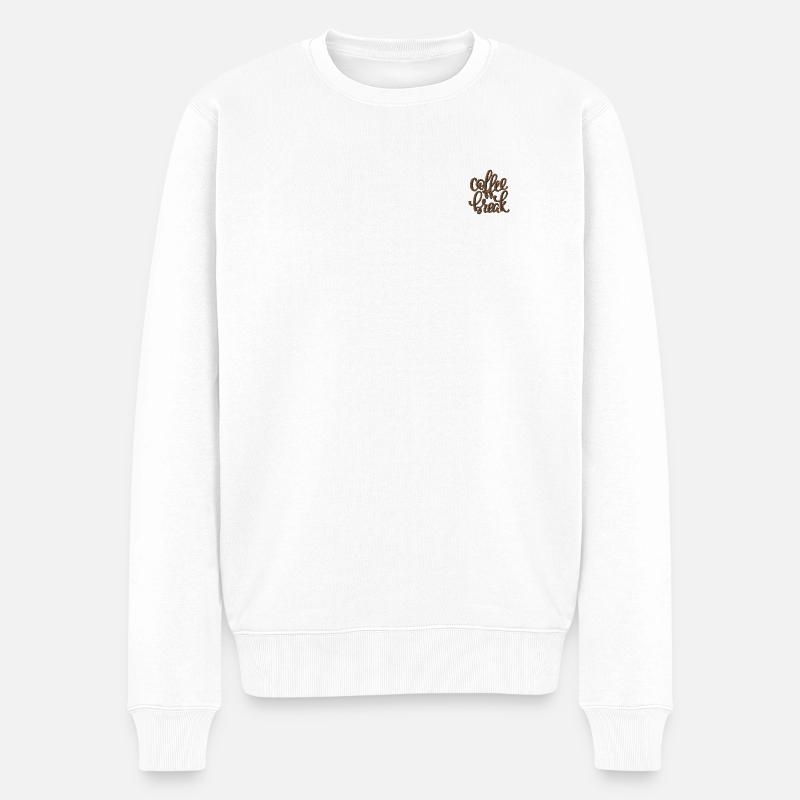 Dire Pause Café brodé - Pull Premium bio Homme - blanc