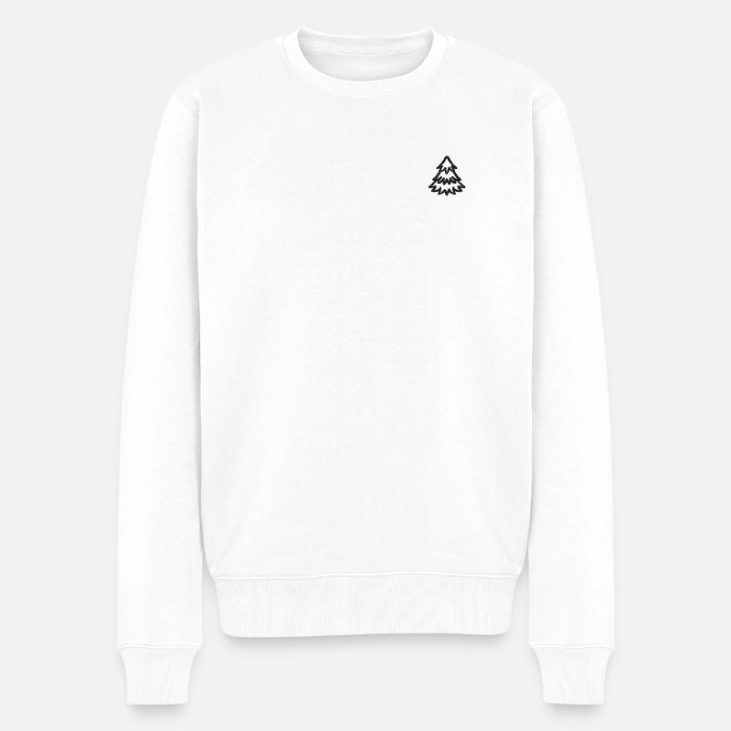 Weihnachtsbaum bestickt - Männer Premium Bio Pullover - Weiß