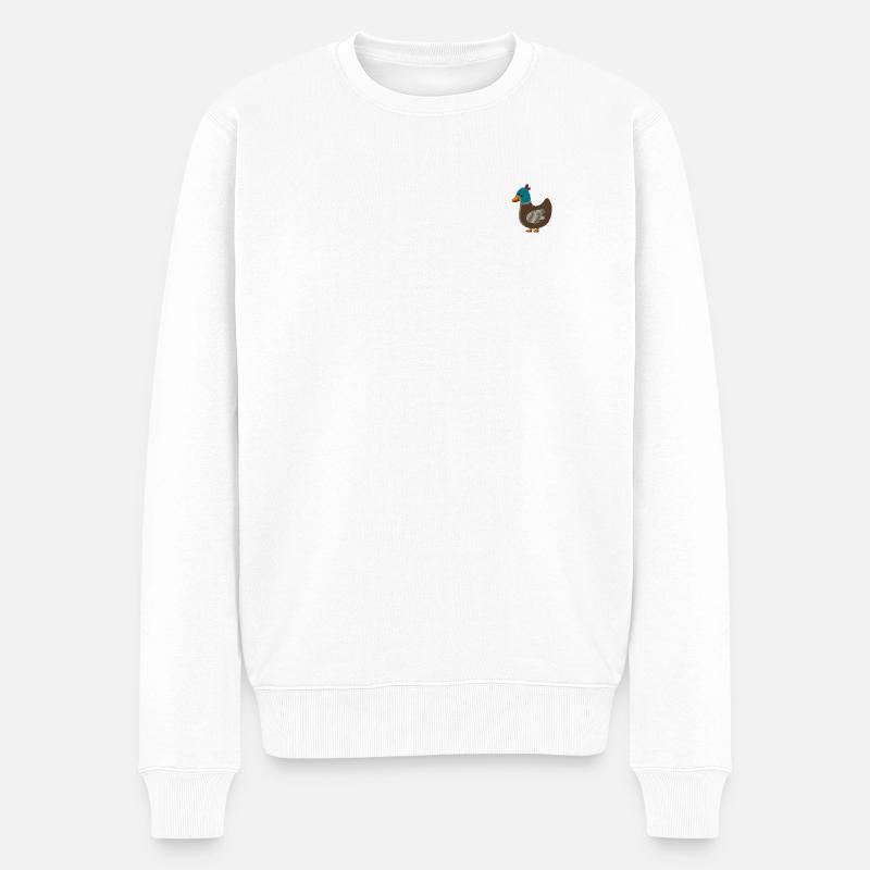 Ente bestickt - Männer Premium Bio Pullover - Weiß