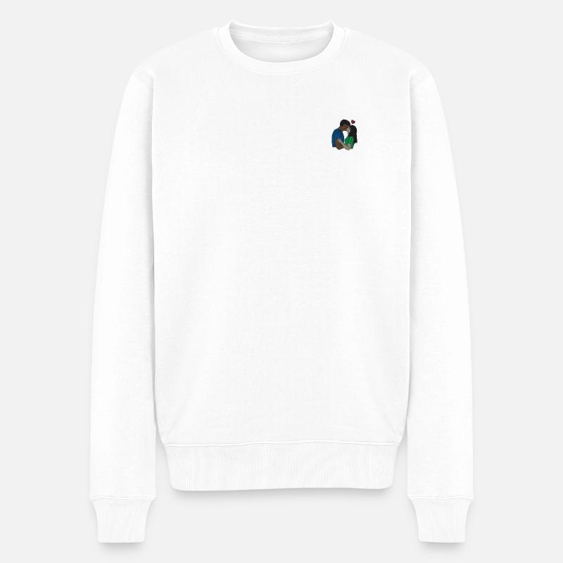 Gemischte Paar küssen - Männer Premium Bio Pullover - Weiß