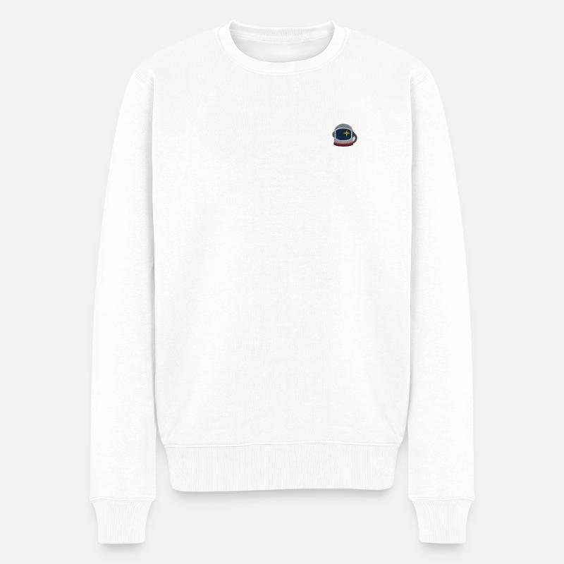 Astronautenhelm - Männer Premium Bio Pullover - Weiß