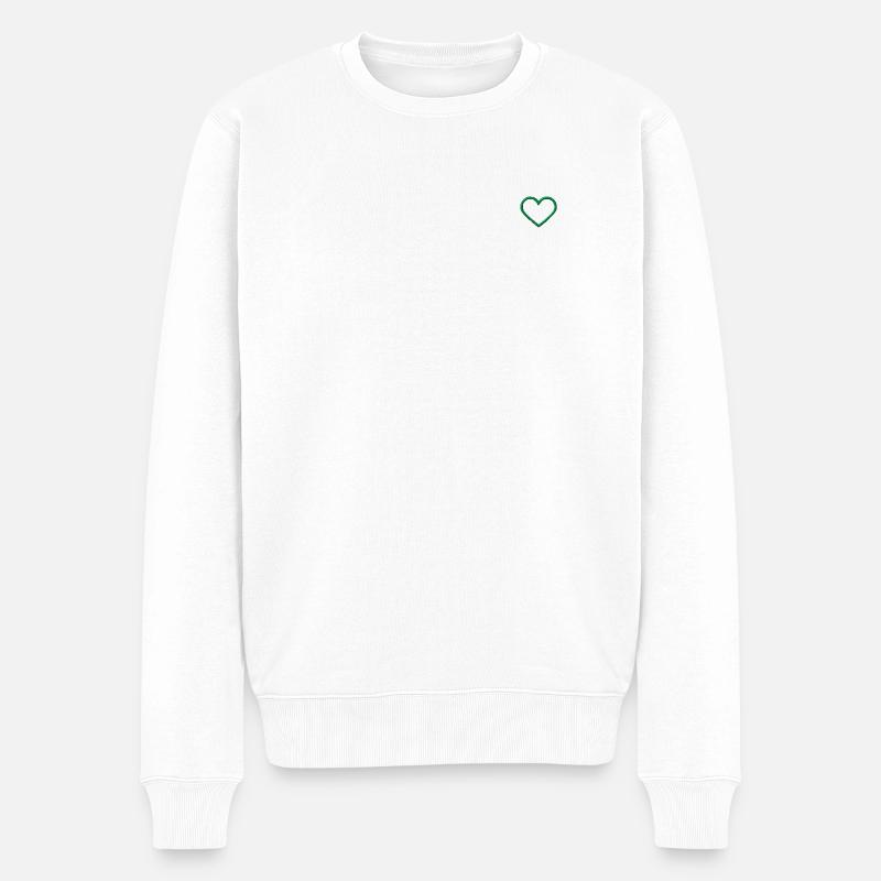 Herz grün - Männer Premium Bio Pullover - Weiß