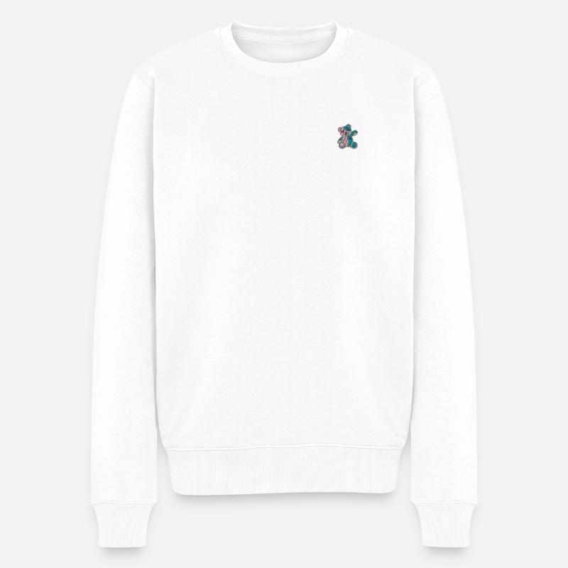 Patch Teddybär - Männer Premium Bio Pullover - Weiß