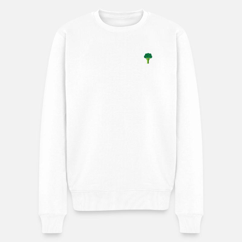 Brokkoli bestickt - Männer Premium Bio Pullover - Weiß