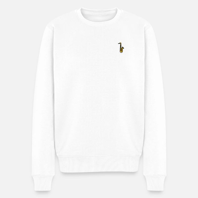 Saxophon - Männer Premium Bio Pullover - Weiß