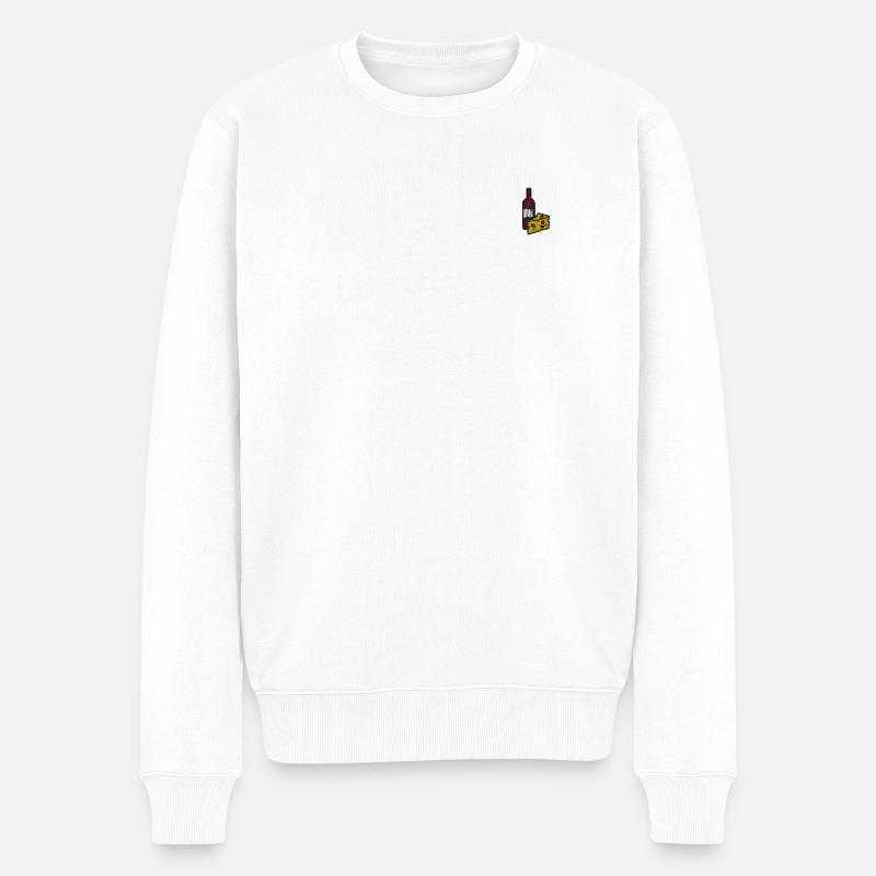 Wein und Käse - Männer Premium Bio Pullover - Weiß