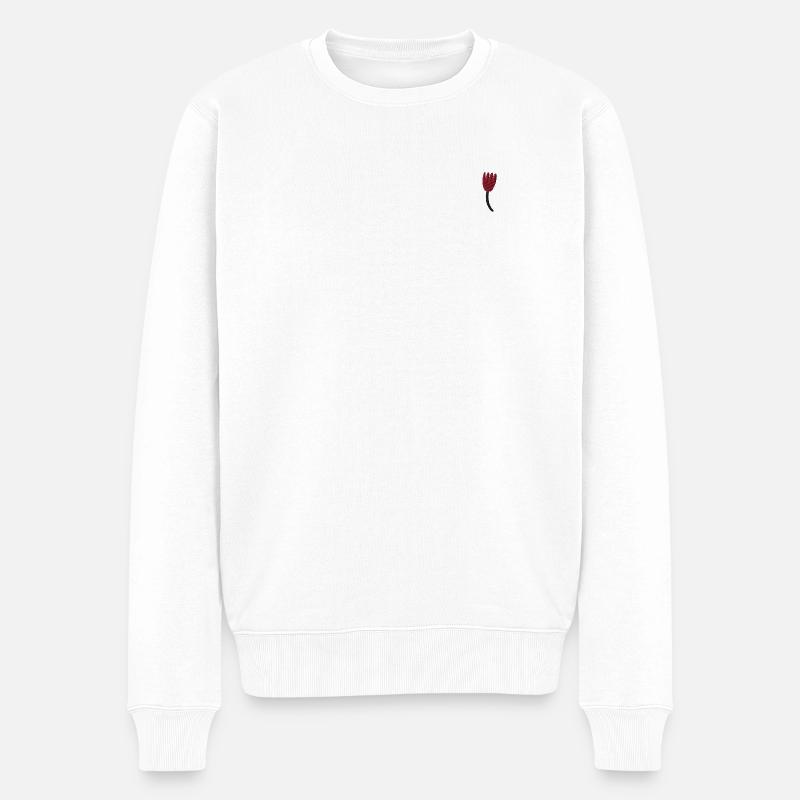 Tulpe bestickt - Männer Premium Bio Pullover - Weiß