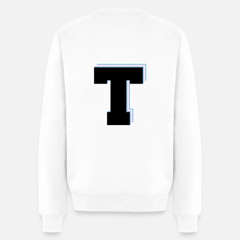 Buchstabe T - Transgender-Flagge - Männer Premium Bio Pullover - Weiß