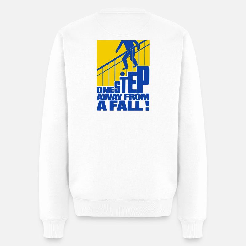 Nur einen Schritt vom Sturz entfernt - Männer Premium Bio Pullover - Weiß
