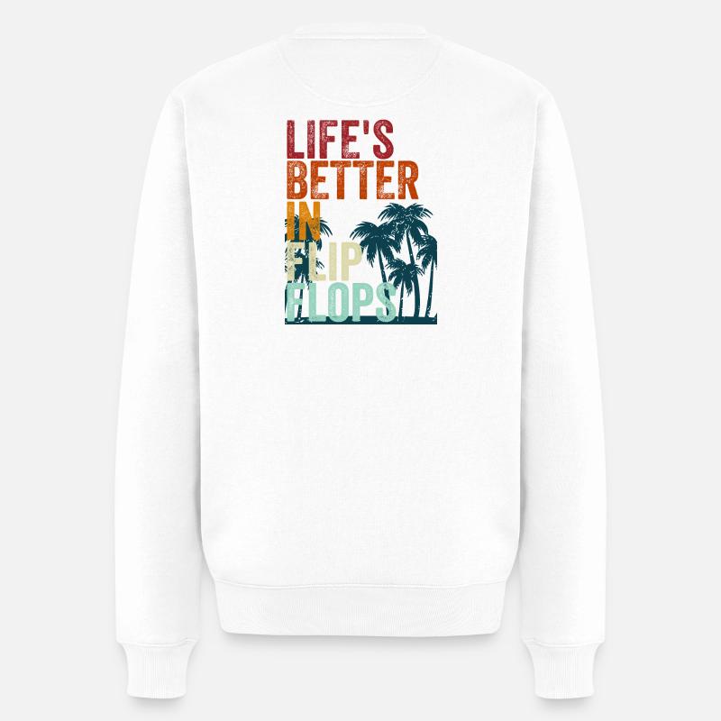 Life's better in Flip Flops - Männer Premium Bio Pullover - Weiß