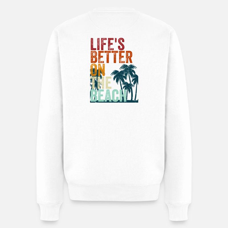 Life's better on the beach - Männer Premium Bio Pullover - Weiß