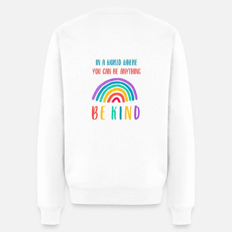 Be kind bunt - Männer Premium Bio Pullover - Weiß
