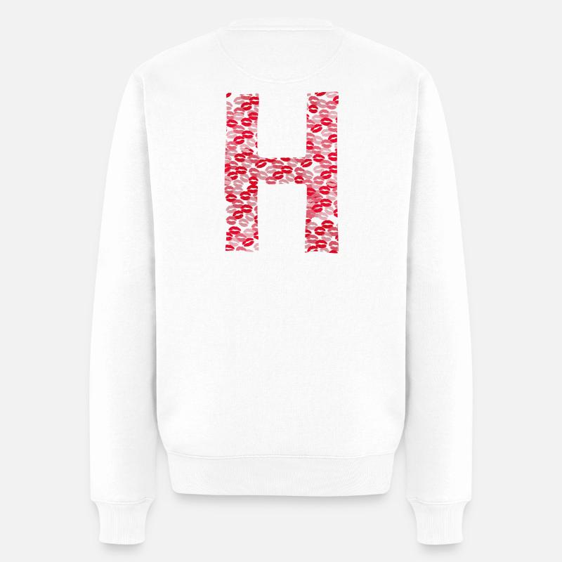 Lettre H - tshirt bisous - Pull Premium bio Homme - blanc
