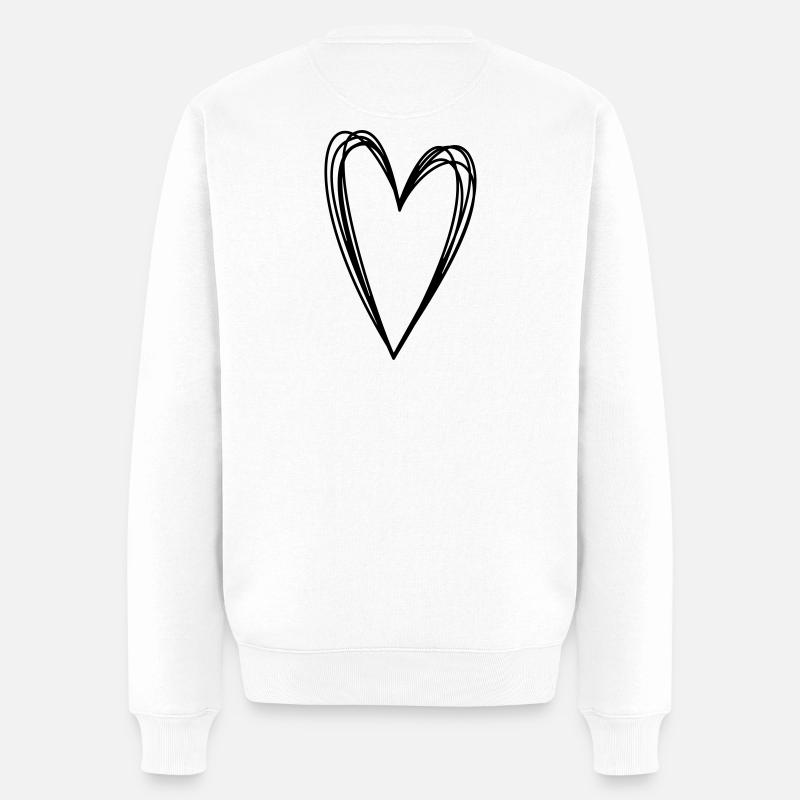 Herz Scribble Doodle gekritzel Symbol Liebe - Männer Premium Bio Pullover - Weiß
