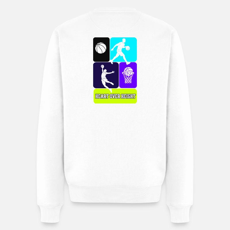 Heart Over Height - Basketball - Männer Premium Bio Pullover - Weiß