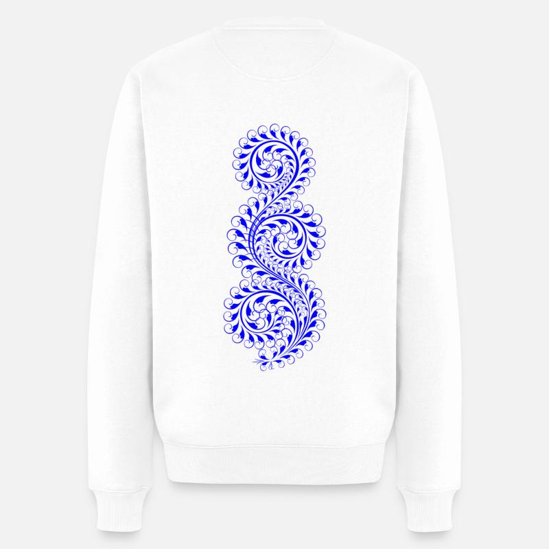 Damast - Männer Premium Bio Pullover - Weiß