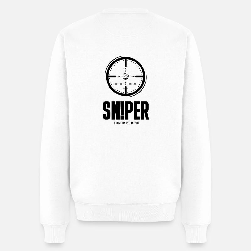 THE SNIPER black - Männer Premium Bio Pullover - Weiß