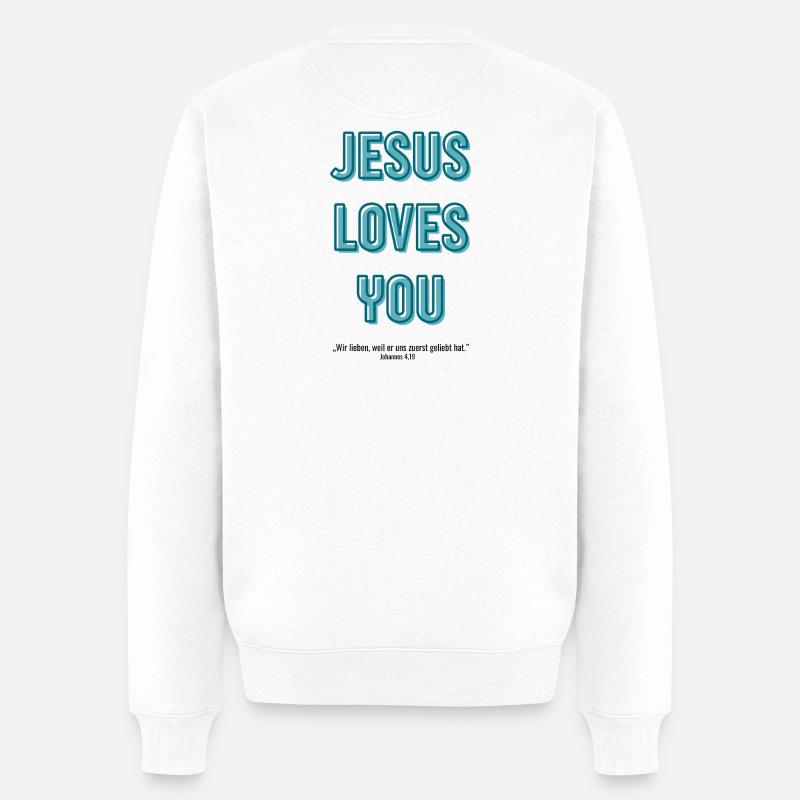Jésus t’aime en script 3D - Pull Premium bio Homme - blanc
