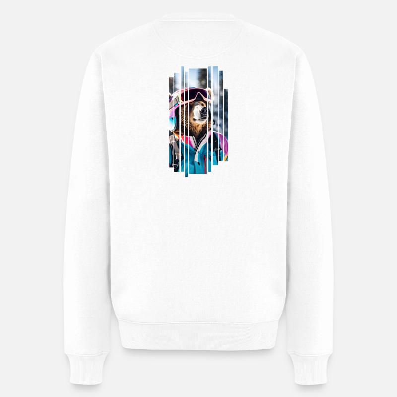 Bären im Wintersport: Bunte Ski-Jacke - Männer Premium Bio Pullover - Weiß