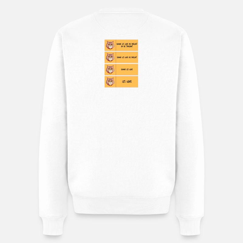 Chat grognon et limites personnelles - Männer Premium Bio Pullover - Weiß