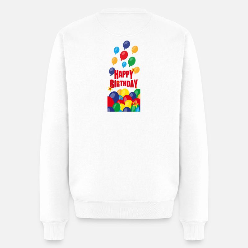 Happy Birthday mit vielen Luftballons. - Männer Premium Bio Pullover - Weiß