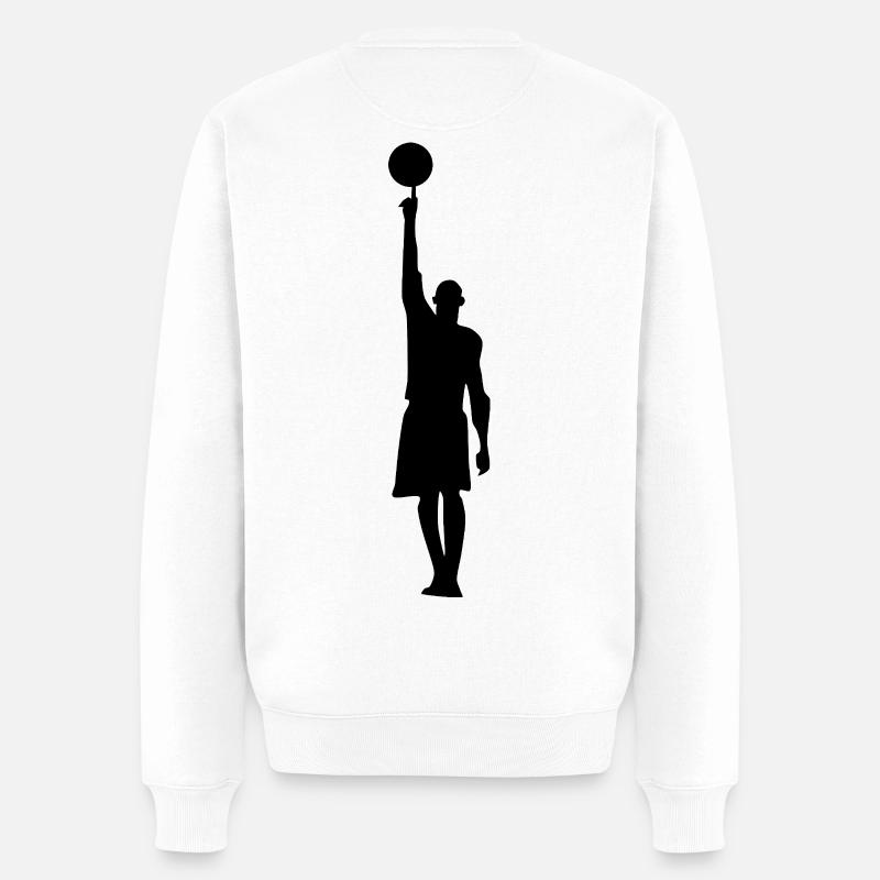 Basketball Silhouette Premium Sweatshirt - Männer Premium Bio Pullover - Weiß